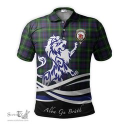 ScotsTee Shop Scottish Farquharson Clan Crest Tartan Polo Shirt Alba Gu Brath Regal Lion Emblem