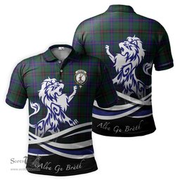 ScotsTee Shop Scottish Davidson Modern Clan Crest Tartan Polo Shirt Alba Gu Brath Regal Lion Emblem