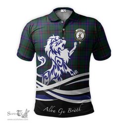 ScotsTee Shop Scottish Davidson Modern Clan Crest Tartan Polo Shirt Alba Gu Brath Regal Lion Emblem