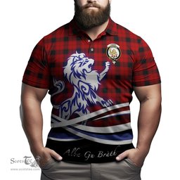 ScotsTee Shop Scottish Ewing Clan Crest Tartan Polo Shirt Alba Gu Brath Regal Lion Emblem