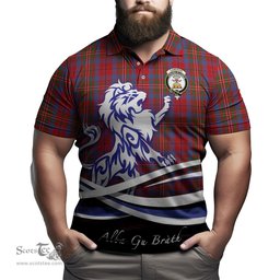 ScotsTee Shop Scottish Cameron of Locheil Clan Crest Tartan Polo Shirt Alba Gu Brath Regal Lion Emblem