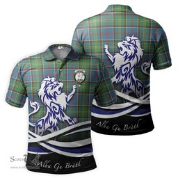 ScotsTee Shop Scottish Colville Clan Crest Tartan Polo Shirt Alba Gu Brath Regal Lion Emblem