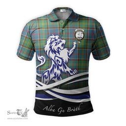 ScotsTee Shop Scottish Colville Clan Crest Tartan Polo Shirt Alba Gu Brath Regal Lion Emblem