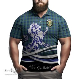 ScotsTee Shop Scottish Falconer Clan Crest Tartan Polo Shirt Alba Gu Brath Regal Lion Emblem