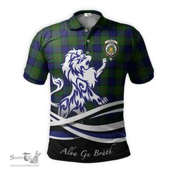 ScotsTee Shop Scottish Dundas Modern Clan Crest Tartan Polo Shirt Alba Gu Brath Regal Lion Emblem
