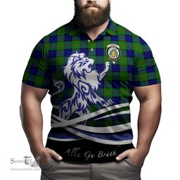 ScotsTee Shop Scottish Dundas Modern Clan Crest Tartan Polo Shirt Alba Gu Brath Regal Lion Emblem
