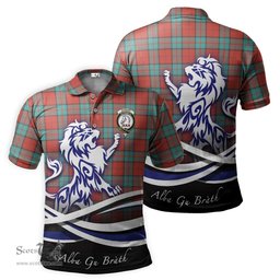 ScotsTee Shop Scottish Dunbar Ancient Clan Crest Tartan Polo Shirt Alba Gu Brath Regal Lion Emblem