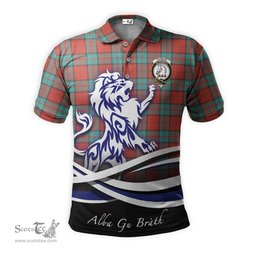 ScotsTee Shop Scottish Dunbar Ancient Clan Crest Tartan Polo Shirt Alba Gu Brath Regal Lion Emblem