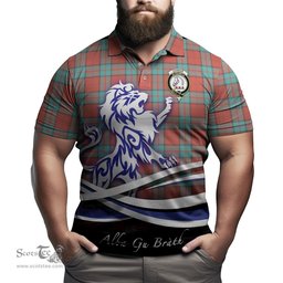 ScotsTee Shop Scottish Dunbar Ancient Clan Crest Tartan Polo Shirt Alba Gu Brath Regal Lion Emblem