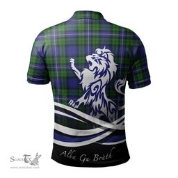 ScotsTee Shop Scottish Donnachaidh Clan Crest Tartan Polo Shirt Alba Gu Brath Regal Lion Emblem