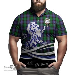ScotsTee Shop Scottish Galbraith Clan Crest Tartan Polo Shirt Alba Gu Brath Regal Lion Emblem