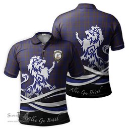 ScotsTee Shop Scottish Elliot Clan Crest Tartan Polo Shirt Alba Gu Brath Regal Lion Emblem