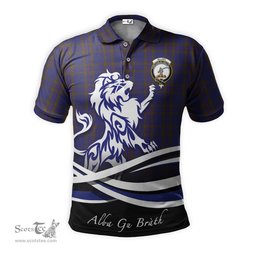 ScotsTee Shop Scottish Elliot Clan Crest Tartan Polo Shirt Alba Gu Brath Regal Lion Emblem