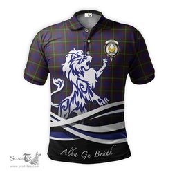 ScotsTee Shop Scottish Durie Clan Crest Tartan Polo Shirt Alba Gu Brath Regal Lion Emblem
