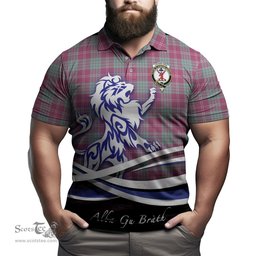 ScotsTee Shop Scottish Crawford Ancient Clan Crest Tartan Polo Shirt Alba Gu Brath Regal Lion Emblem
