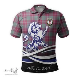 ScotsTee Shop Scottish Crawford Ancient Clan Crest Tartan Polo Shirt Alba Gu Brath Regal Lion Emblem
