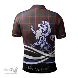 ScotsTee Shop Scottish Fraser of Lovat Clan Crest Tartan Polo Shirt Alba Gu Brath Regal Lion Emblem