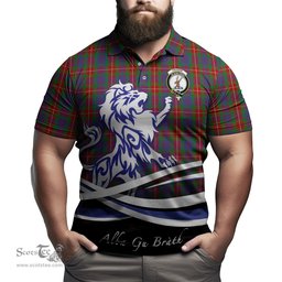 ScotsTee Shop Scottish Fraser of Lovat Clan Crest Tartan Polo Shirt Alba Gu Brath Regal Lion Emblem