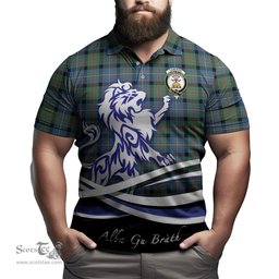 ScotsTee Shop Scottish Cameron of Erracht Ancient Clan Crest Tartan Polo Shirt Alba Gu Brath Regal Lion Emblem