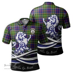 ScotsTee Shop Scottish Dalrymple Clan Crest Tartan Polo Shirt Alba Gu Brath Regal Lion Emblem