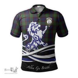 ScotsTee Shop Scottish Cunningham Hunting Clan Crest Tartan Polo Shirt Alba Gu Brath Regal Lion Emblem