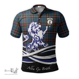 ScotsTee Shop Scottish Fraser Hunting Ancient Clan Crest Tartan Polo Shirt Alba Gu Brath Regal Lion Emblem