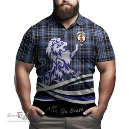 ScotsTee Shop Scottish Clark Clan Crest Tartan Polo Shirt Alba Gu Brath Regal Lion Emblem