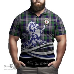 ScotsTee Shop Scottish Colquhoun Dress Clan Crest Tartan Polo Shirt Alba Gu Brath Regal Lion Emblem