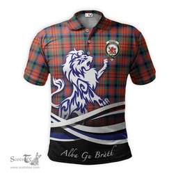 ScotsTee Shop Scottish MacDuff Ancient Clan Crest Tartan Polo Shirt Alba Gu Brath Regal Lion Emblem