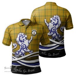 ScotsTee Shop Scottish Houston Clan Crest Tartan Polo Shirt Alba Gu Brath Regal Lion Emblem
