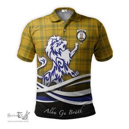 ScotsTee Shop Scottish Houston Clan Crest Tartan Polo Shirt Alba Gu Brath Regal Lion Emblem