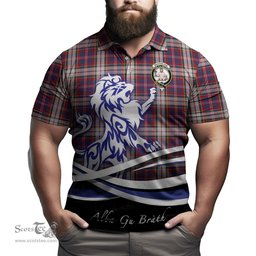 ScotsTee Shop Scottish MacFarlane Dress Clan Crest Tartan Polo Shirt Alba Gu Brath Regal Lion Emblem