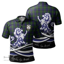 ScotsTee Shop Scottish Gunn Clan Crest Tartan Polo Shirt Alba Gu Brath Regal Lion Emblem