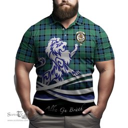 ScotsTee Shop Scottish Graham of Menteith Ancient Clan Crest Tartan Polo Shirt Alba Gu Brath Regal Lion Emblem