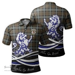ScotsTee Shop Scottish Graham of Menteith Weathered Clan Crest Tartan Polo Shirt Alba Gu Brath Regal Lion Emblem