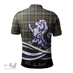 ScotsTee Shop Scottish Graham of Menteith Weathered Clan Crest Tartan Polo Shirt Alba Gu Brath Regal Lion Emblem