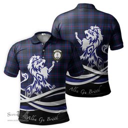 ScotsTee Shop Scottish MacKay Blue Modern Clan Crest Tartan Polo Shirt Alba Gu Brath Regal Lion Emblem