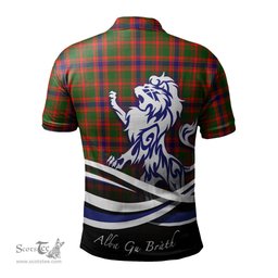 ScotsTee Shop Scottish Kinninmont Clan Crest Tartan Polo Shirt Alba Gu Brath Regal Lion Emblem