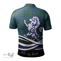 ScotsTee Shop Scottish Lockhart Clan Crest Tartan Polo Shirt Alba Gu Brath Regal Lion Emblem