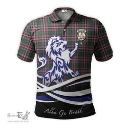 ScotsTee Shop Scottish MacFarlane Hunting Modern Clan Crest Tartan Polo Shirt Alba Gu Brath Regal Lion Emblem
