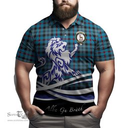 ScotsTee Shop Scottish MacCorquodale Clan Crest Tartan Polo Shirt Alba Gu Brath Regal Lion Emblem
