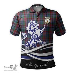 ScotsTee Shop Scottish Gordon Red Clan Crest Tartan Polo Shirt Alba Gu Brath Regal Lion Emblem