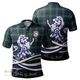 ScotsTee Shop Scottish MacDonald of the Isles Hunting Modern Clan Crest Tartan Polo Shirt Alba Gu Brath Regal Lion Emblem