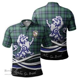 ScotsTee Shop Scottish MacDonald of the Isles Hunting Ancient Clan Crest Tartan Polo Shirt Alba Gu Brath Regal Lion Emblem