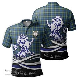 ScotsTee Shop Scottish Lamont Ancient Clan Crest Tartan Polo Shirt Alba Gu Brath Regal Lion Emblem