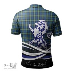 ScotsTee Shop Scottish Lamont Ancient Clan Crest Tartan Polo Shirt Alba Gu Brath Regal Lion Emblem