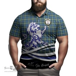 ScotsTee Shop Scottish Lamont Ancient Clan Crest Tartan Polo Shirt Alba Gu Brath Regal Lion Emblem
