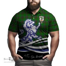 ScotsTee Shop Scottish MacAlpin Modern Clan Crest Tartan Polo Shirt Alba Gu Brath Regal Lion Emblem