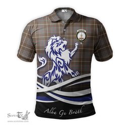 ScotsTee Shop Scottish MacIntyre Hunting Weathered Clan Crest Tartan Polo Shirt Alba Gu Brath Regal Lion Emblem