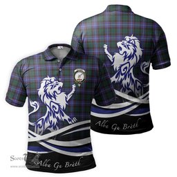 ScotsTee Shop Scottish Guthrie Modern Clan Crest Tartan Polo Shirt Alba Gu Brath Regal Lion Emblem